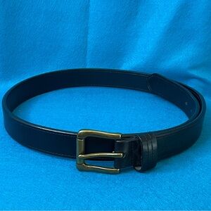 🥋 Duluth Trading Co. Black Italian Leather Belt w/Brass Buckle. Made in USA. 🥋